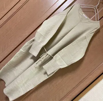 terawear emu 생성색 니트 원피스 LL 체형 커버 베이지 긴팔