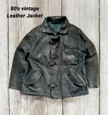 80s vintage 가죽 자켓 이탈리아제 더플 파이어맨