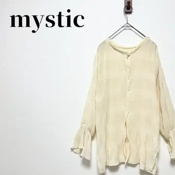 미스틱 시어 양류 블라우스 벨 슬리브 노카라 겉옷 아이보리