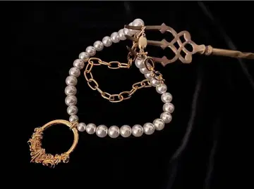 a maiden devil 목걸이 펄 골드 빅 사이즈 2연 박스 포함