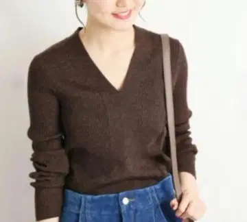 IENA 이에나 3x3 리브 V넥 풀오버 니트