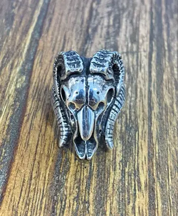 실버 925 산양 스컬 반지