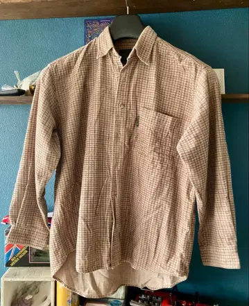 베일리프 체크 무늬 긴팔 셔츠 구제 의류 빈티지 남성용 면 100%