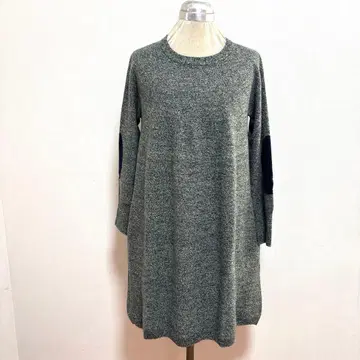 iliann loeb 울 100% 니트 원피스 엘르보 패치 일본제