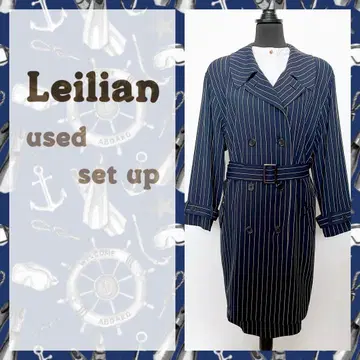 Leilian 레리안 스트라이프 패턴 트렌치코트&스커트 빅 사이즈