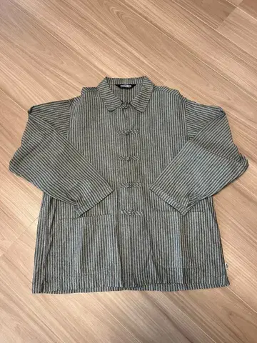 KONECO 스트라이프 긴팔 셔츠 그레이 계열