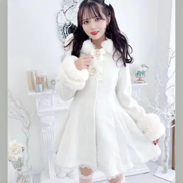 MARS 비쥬 리본 롱 코트 아이보리 화이트