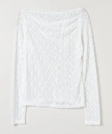 JENASIS 레이스 개더 보드넥 화이트