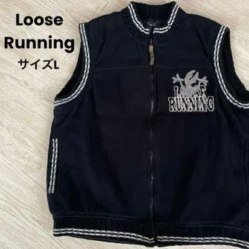 [초레어] 루즈 러닝 베스트 충전솜 플리스 자수 로고