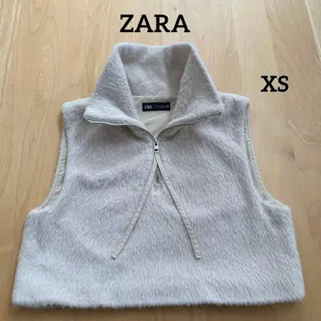 [ ZARA ] 자라 퍼 베스트 크림색 지퍼 베스트 XS 사이즈
