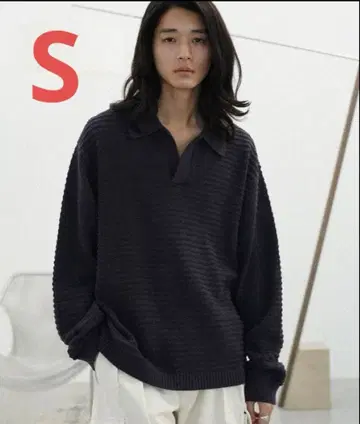 [ 완판템 ] MELANGE SKIPPER KNIT POLO S