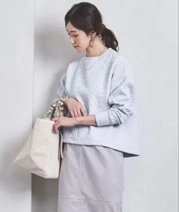 유나이티드 애로우즈 퀼트 자카드 맨투맨 풀오버