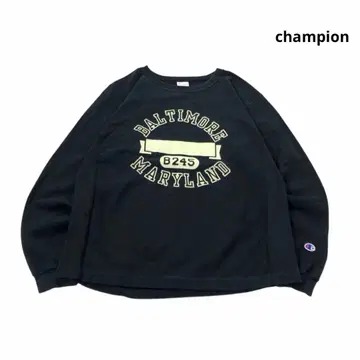 champion 긴팔 티셔츠 리버스 위브 4단 프린트 블랙 M