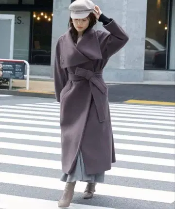 SNIDEL 울 캐시미어 빅 스탠드 코트 브라운