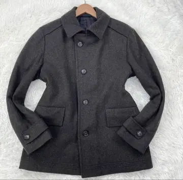 HUGO BOSS [다크 브라운] 울 스테인 칼라 하프 코트