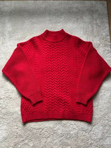 YASHIKI 빨간색 케이블 니트 긴팔 사이즈 2