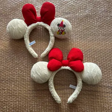디즈니 머리띠 2개 니트 화이트 리루린린 크리스마스