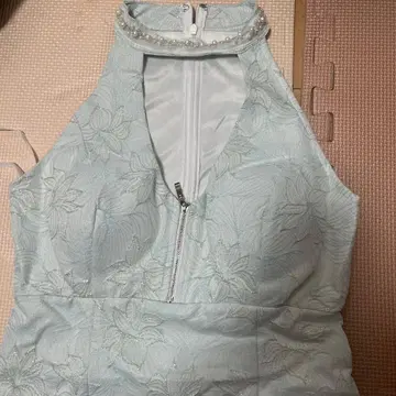 플라워 자수 라이트 블루 드레스