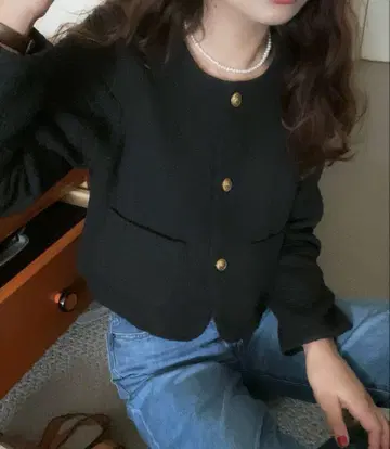 LAUIR 골드 버튼 트위드 자켓