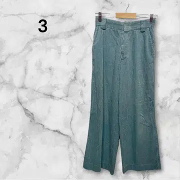 쓰리 도츠 터콰이즈 스카이블루 코듀로이 와이드 팬츠 후크 안쪽 버튼 F