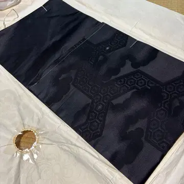 검은색 나고야 오비 니시진 비단 순수 실크 미사용품
