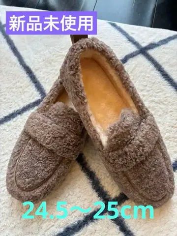 새상품 푸들 보아 플랫슈즈 브라운 플리스 모카신 푸들