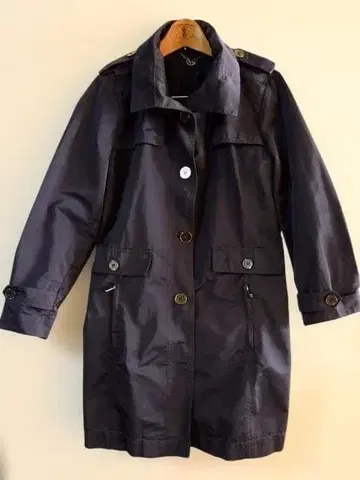 마렐라 네이비 트렌치코트 허리 벨트 포함