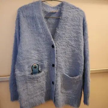 스카이블루 스 자수 가디건