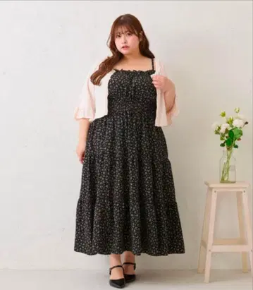 가격 인하 택 포함 새상품 플라워 프린트 맥시 원피스 3L Louiosy