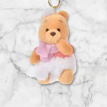 푸우 봉제 인형 키링 키체인 WHITE POOH
