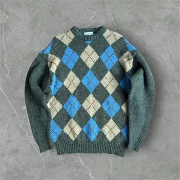 ADAX 울 니트 아가일 무늬 L