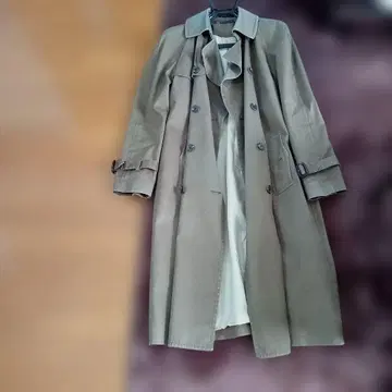 카키 그린 트렌치코트 더블 브레스트 벤틸 코튼
