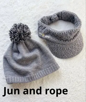 JUN & ROPE 골프 니트 모자 & 바이저 세트 그레이 여성용 겨울용