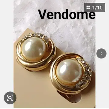 Vendome 반돔 펄과 크리스탈의 골드 귀찌