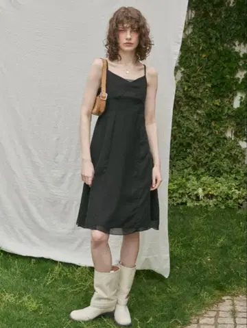 giunon 쉬폰 스위칭 미디 드레스 black