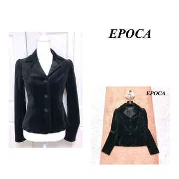 실크 혼방 EPOCA 에포카 벨로아 테일러드 자켓 M 꽃 버튼