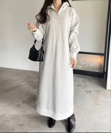 geera 하프 지퍼 속기모 후드 맨투맨 원피스