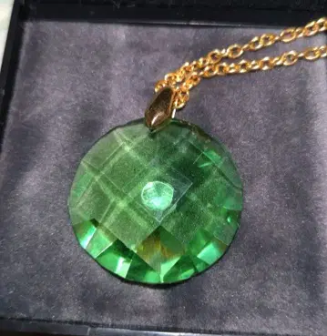 대형 그린 우라늄 유리 빈티지 라운드 목걸이