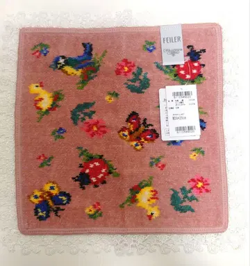 미사용 새상품 근택 레이스 FEILER 콜라보 손수건 핑크