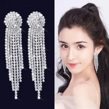 롱 귀찌 실버 큐빅 흔들리는 댄스