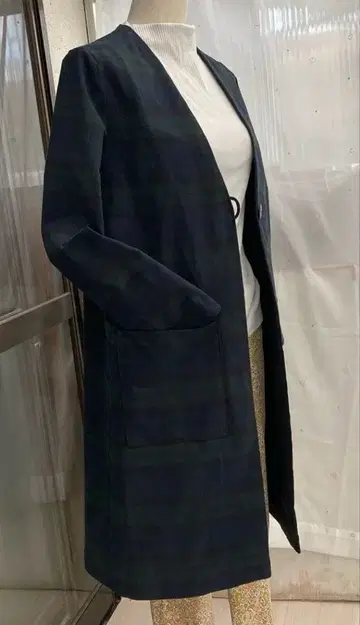 가운 코트 블랙워치 체크 코튼 핸드메이드