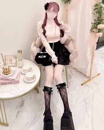 미개봉 택 포함 새상품 하트컷 터틀 니트 핑크