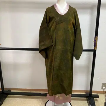 와나 코트 겨울 기모노 코트 그린 계열 안감 약간 얼룩