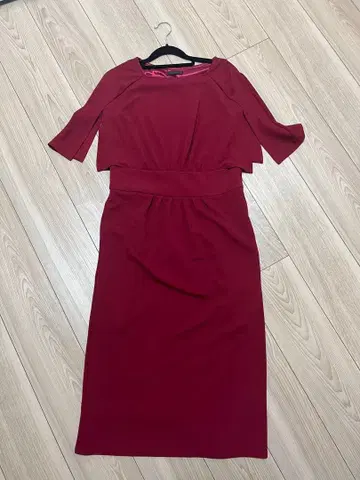 저지 케이프 원피스 와인 레드 M 사이즈