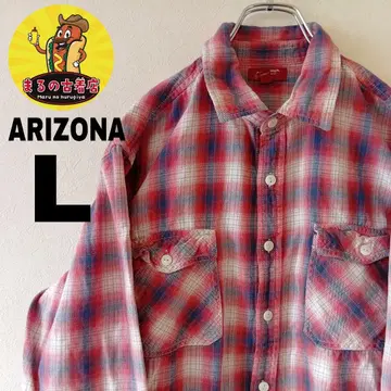 USA 구제 의류 ARIZONA 플란넬 셔츠 L 핑크 블루 옴브레 체크