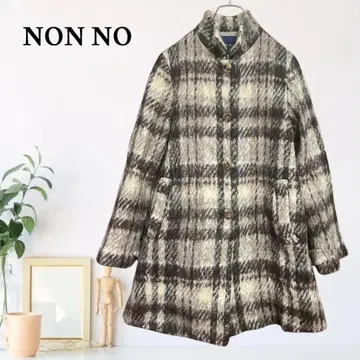zB1212 [M] NON NO 울 코트 벌룬 슬리브 체크 무늬