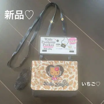 새상품 산리오 일광화상 키티 블랙 미니 숄더백 퍼 레오파드 무늬