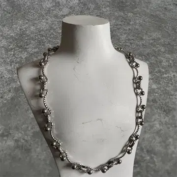 멕시칸 주얼리 실버 볼 체인 목걸이 다이아몬드 컷