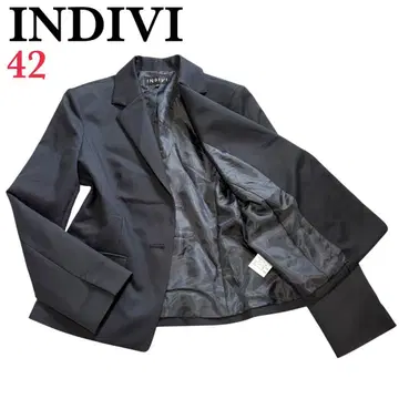 새상품급 INDIVI 테일러드 자켓 42 빅 사이즈 블랙
