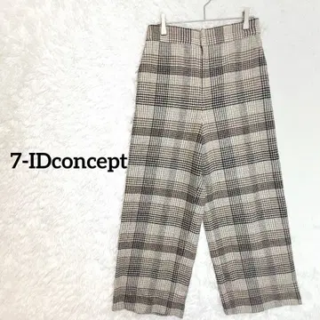 세븐아이디컨셉/체크 무늬 와이드 팬츠 하이웨스트 롱 레그 효과 고급
